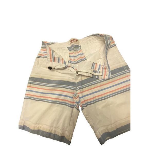 Arizona Jean Co Mens Shorts White, Blue/Red Stripes, size 34 pockets belt loop - Picture 4 of 12